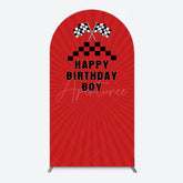 Aperturee - Aperturee Red Flag Racing Happy Birthday Boy Arch Backdrop